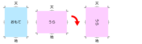 表面が縦向き、裏面が横向きの場合